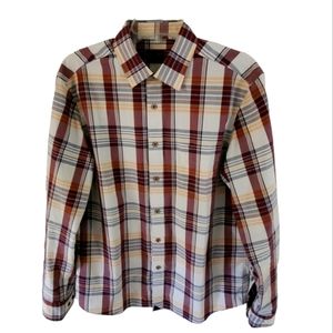 UNTUCKit Mens Button Up Shirt Casual Plaid Khaki Brown White Red Size Medium
